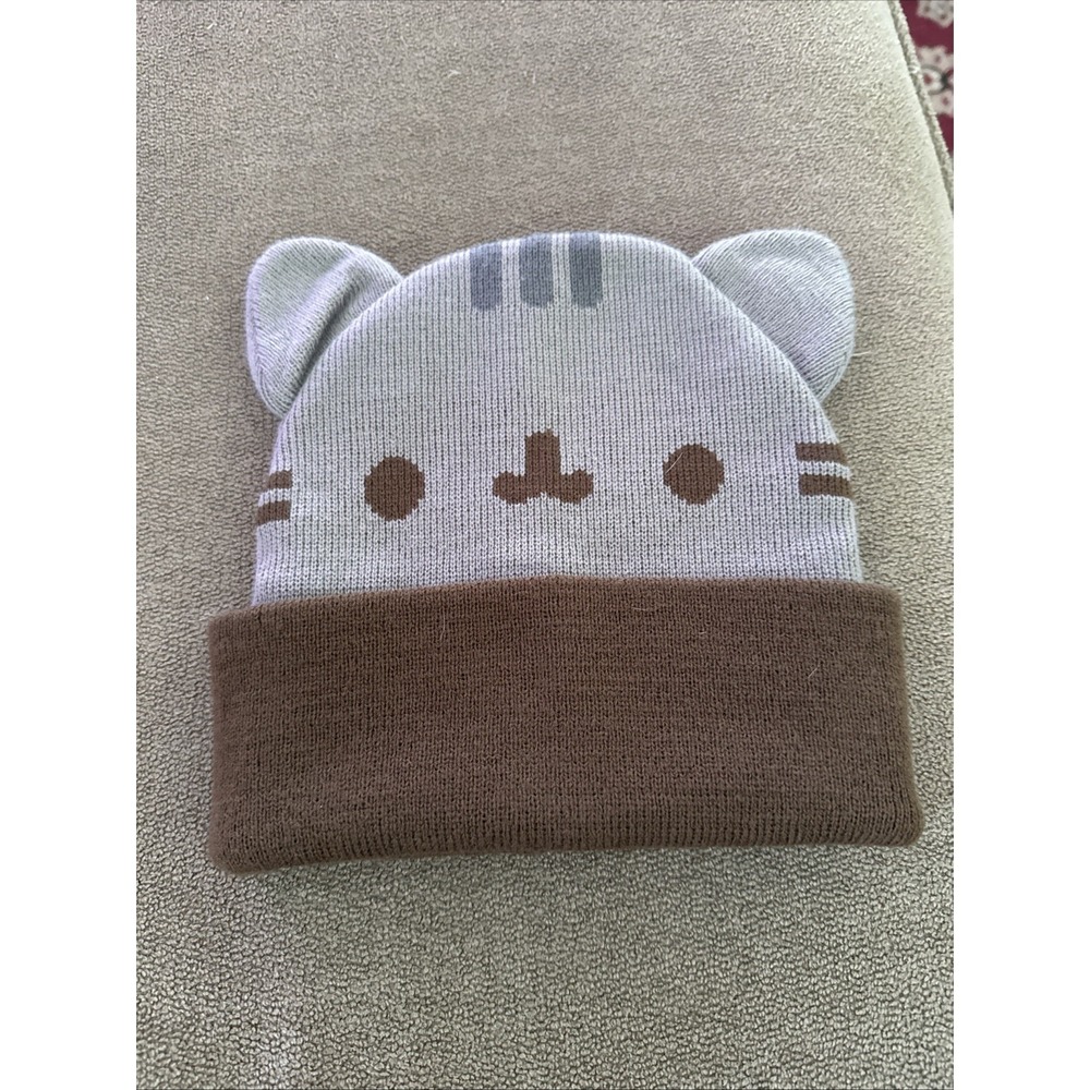 Pusheen Beanie Hat with Ears Standard One Size Brown Gray (Lexi)